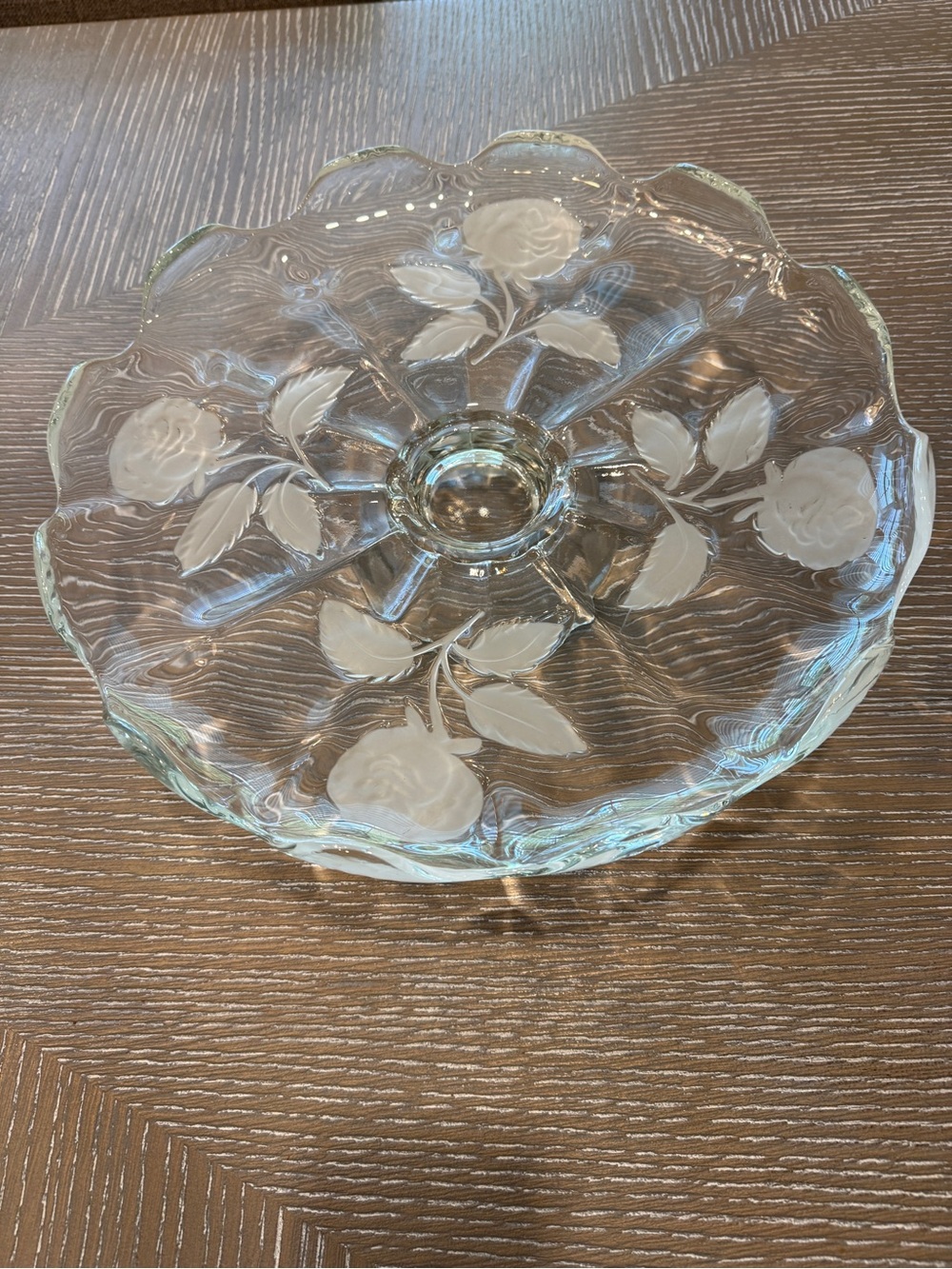 vintage cake plate Imperlux hand-cut Bohemia pedestal cake stand